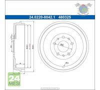 1x Tamburo freno ATE Posteriore per FIAT DOBLO TIPO 500L OPEL COMBO
