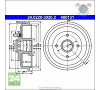 1x Tamburo freno ATE Posteriore per FORD FOCUS SSANGYONG ACTYON