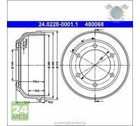 1x Tamburo freno ATE Posteriore per FORD TRANSIT ba5