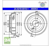 1x Tamburo freno ATE Posteriore per HONDA CIVIC III VI IV CRX V I