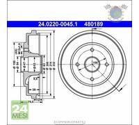 1x Tamburo freno ATE Posteriore per OPEL AGILA SUZUKI WAGON