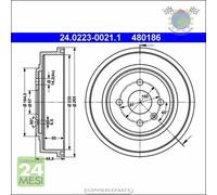 1x Tamburo freno ATE Posteriore per OPEL ASTRA H COMBO