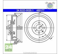 1x Tamburo freno ATE Posteriore per SEAT INCA VW CADDY ba1