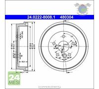 1x Tamburo freno ATE Posteriore per TOYOTA RAV 4