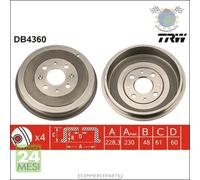 1x Tamburo freno TRW Posteriore per FIAT GRANDE PUNTO OPEL CORSA E D ADAM