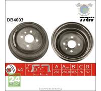 1x Tamburo freno TRW Posteriore per OPEL COMMODORE A DIPLOMAT OLYMPIA ADMIRAL R