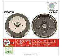 1x Tamburo freno TRW Posteriore per PORSCHE 924