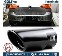 1x TERMINALE di Scarico OVALE per VW GOLF 7 in ACCIAIO Inox NERO Plug & Play