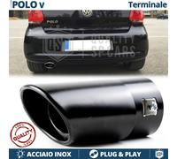 1x TERMINALE di Scarico OVALE per VW POLO 5 6R in ACCIAIO Inox NERO Plug & Play