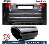 1X TERMINALE di Scarico per AUDI A3 8P in ACCIAIO Inox NERO Clip Plug & Play