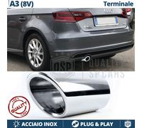 1X TERMINALE di Scarico per AUDI A3 8V 12-16 in ACCIAIO Inox Cromato Plug& Play