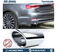 1X TERMINALE di Scarico per AUDI A5 8W6 in ACCIAIO Inox Cromato Clip Plug & Play