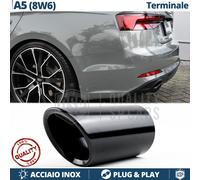 1X TERMINALE di Scarico per AUDI A5 8W6 in ACCIAIO Inox NERO Clip Plug & Play