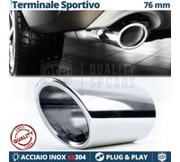 1X TERMINALE di Scarico per Auto Tuning in ACCIAIO Inox Cromato Marmitta 65-70mm