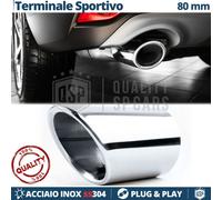 1X TERMINALE di Scarico per Auto Tuning in ACCIAIO Inox Cromato Marmitta 69-74MM