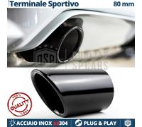1X TERMINALE di Scarico per Auto Tuning in ACCIAIO Inox Nero Marmitta 69-74mm