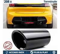 1X TERMINALE di Scarico per PEUGEOT 208 2 in Acciaio Inox NERO Clip Plug & Play