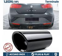 1X TERMINALE di Scarico per SEAT LEON 1P in Acciaio Inox NERO Clip Plug & Play