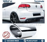 1X TERMINALE di Scarico per VW GOLF 6 in ACCIAIO Inox Cromato Clip Plug & Play