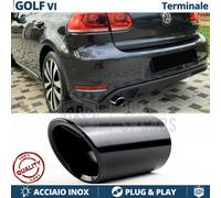 1X TERMINALE di Scarico per VW GOLF 6 in ACCIAIO Inox Nero Clip Plug & Play