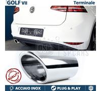 1X TERMINALE di Scarico per VW GOLF 7 in ACCIAIO Inox Cromato Clip Plug & Play