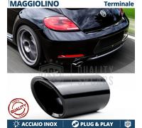 1X TERMINALE di Scarico per VW MAGGIOLINO in ACCIAIO Inox NERO Clip Plug & Play