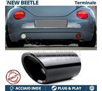 1X TERMINALE di Scarico per VW NEW BEETLE in ACCIAIO Inox NERO Clip Plug & Play
