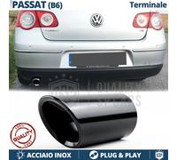 1X TERMINALE di Scarico per VW PASSAT B6 in ACCIAIO Inox Nero Clip Plug & Play
