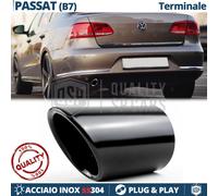 1X TERMINALE di Scarico per Vw PASSAT B7 in ACCIAIO Inox Nero Clip Plug & Play