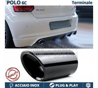 1X TERMINALE di Scarico per VW POLO 5 6C in ACCIAIO Inox NERO Clip Plug & Play
