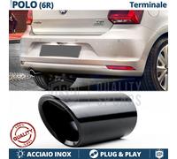 1X TERMINALE di Scarico per VW POLO 5 6R in ACCIAIO Inox NERO Clip Plug & Play