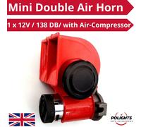1x Tromba Corno Rosso 12V Mini Doppio Tromba Aria con Compressore Barca Auto ...