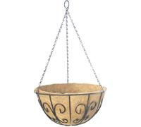 1x Vaso Sospeso Mulinello Ø 35 CM Con Inserto Cocco, Catena E Ganci Fiori Blocco