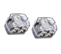 1X0GA In/2X0GA Out Blocco di Distribuzione dell'Alimentazione, Amplificatore Audio Auto 1 in 2 Modi Portafusibili Protettore Circuito (2 Vie 2Pcs)