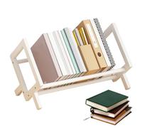 1xDesktop Bookshelf - 33x24.5x21cm Wood Tilting Bookcase, Easy To Install Tabletop Book Shelf, Small Counter Top Storage Rack | Desktop Book Holder Organizer, Tabletop Books Storage Rack For Books CDs