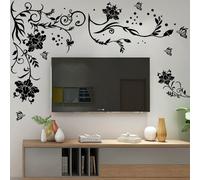 1xFlower Vite Rimovibile Nero Muro Farfalla Adesivi Decalcomania Arte Decorativa