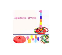 (1xTorre 21xAnelli)Gioco di lancio del cerchio per bambini con ghiera impilata, giocattoli divertenti