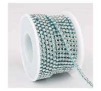 1Yard 10Yards/Roll Shiny Crystal Rhinestone Chain Sew-On Glue-On For Clothes Jewelry Apparel Accessories Trim Cup(Aquamarine Crystal,10YARDS_4MM)