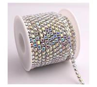 1Yard 10Yards/Roll Shiny Crystal Rhinestone Chain Sew-On Glue-On For Clothes Jewelry Apparel Accessories Trim Cup(Crystal AB Silver,10YARDS_SS6(2.0MM))