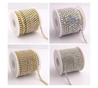 1Yard 10Yards/Roll Shiny Crystal Rhinestone Chain Sew-On Glue-On For Clothes Jewelry Apparel Accessories Trim Cup(Light Pink,1 YARD - PACK_2.8MM)