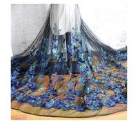 1Yard 3D Butterfly Embroidery Lace Fabric Multicolor Gold Thread Bridal Gown Wedding Fabrics Tulle Cloth DIY Dress(Coloe2,2yards)