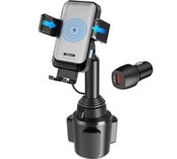 1Zero Auto Bloccaggio Wireless Car Charger Robusto Cup Holder Phone Mount 15W Ricarica Rapida Supporto per auto per iPhone 15 Pro Max Plus 14 13 12 11 XS X Samsung S24 Ultra S23 S22 S22 S21 S20 Pixel