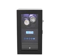 2+0 Automatic Wood Unisex Watch Winder, LED Ambient Light-with Drawer Lock Remote Control LCD Display Touch Screen Rotation Winders Deluxe Silent Motor Pine Box