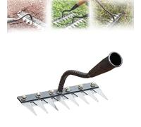 2.0 Gardinea Heavy Duty Iron Weeding Rake, 5/6/7/8 Teeth Iron Rake, Carbon Steel Heavy Duty Irons Weeding Rakes for Gardening Cultivating Loosening Weedingg Mulching (Black 8 Teeth)