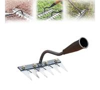 2.0 Gardinea Heavy Duty Iron Weeding Rake, 5/6/7/8 Teeth Iron Rake, Carbon Steel Heavy Duty Irons Weeding Rakes for Gardening Cultivating Loosening Weedingg Mulching (Black 6 Teeth)