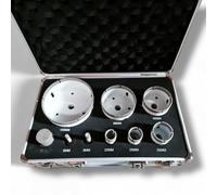 2.0 OUTILLAGE CARRELEUR Artisan français Set di punte diamantate sega a tazza con diametro 20/35/55/68/100 e un Brazzed i diametri più utili per le piastrelle, Diamante/nero