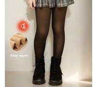 2/1 Paio di collant termici per bambini/ragazze, leggings neri opachi e trasparenti morbidi, collant a stirrup di colore solido classico, versatili e confortevoli, adatti per l'autunno/inverno, per us