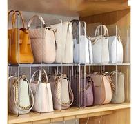 2/1 pezzo Organizer divisore per borse in plastica trasparente, scaffale in acrilico per armadio, supporto per borse, rastrelliera di stoccaggio per borse trasparente, adatto per armadio, bagno, uffic