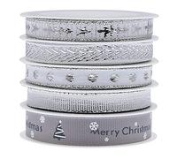 2/10/15mm Nastro di Natale Stampato Stelle/Striscia Grosgrain per la Confezione Regalo Decorazione di Nozze Albero di Natale per Confezione Regalo