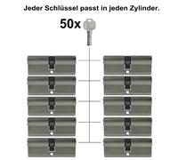 2 -10x Cilindro a Profilo 100 MM 50/50 Chiusura Chiave Uguale Porta Not + Gefahr